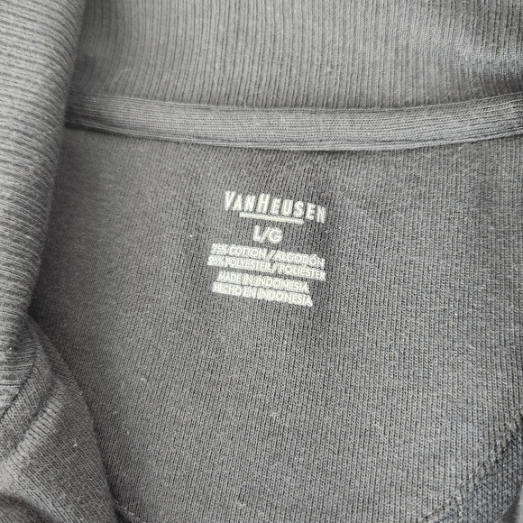 Van Heusen Men's Navy Sweater With Black Stripes 1/4 Zip Large Mock Neck - Picture 13 of 13